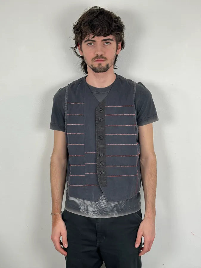 1990s Dries Van Noten Navy Lined Vest njmAjED 1