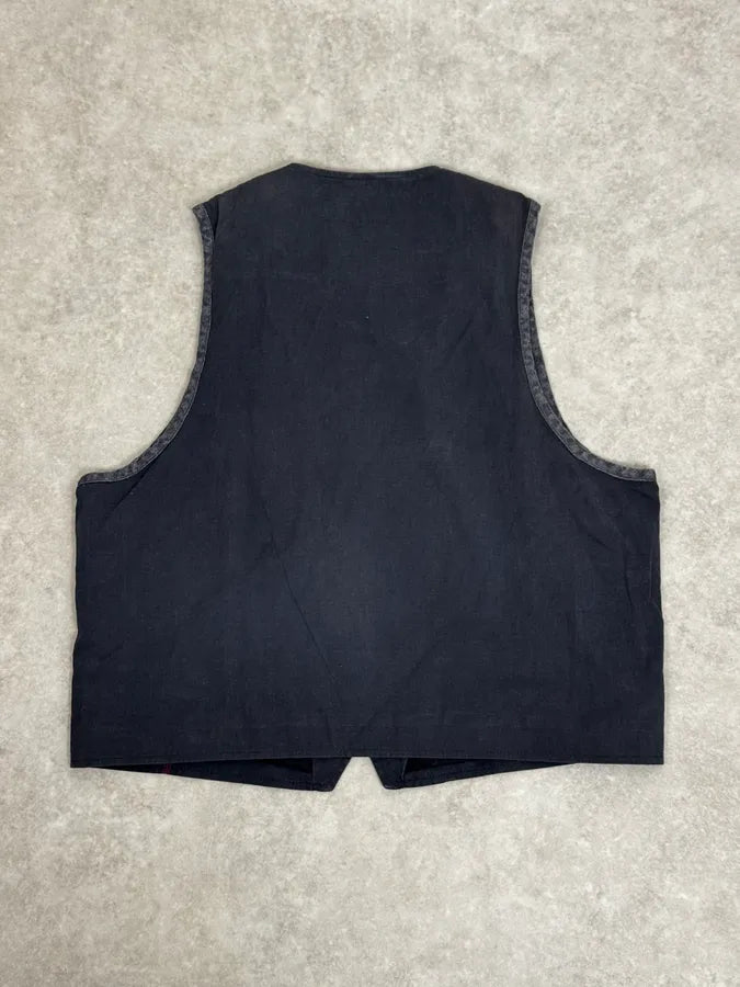 1990s Dries Van Noten Navy Lined Vest njmAjED 3
