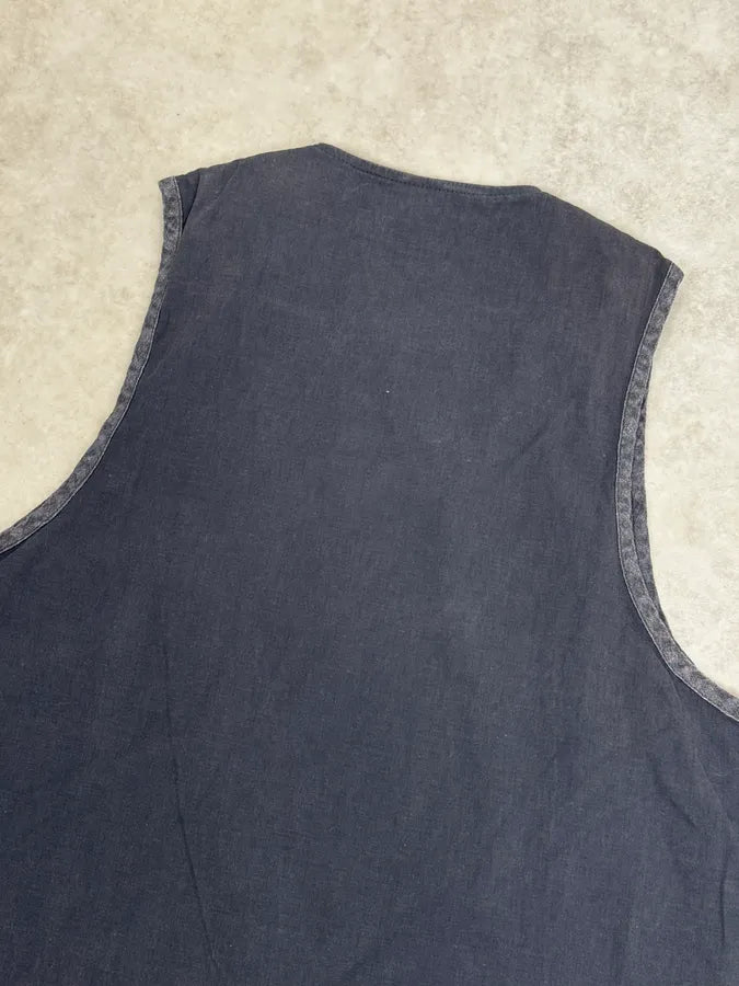 1990s Dries Van Noten Navy Lined Vest njmAjED 5
