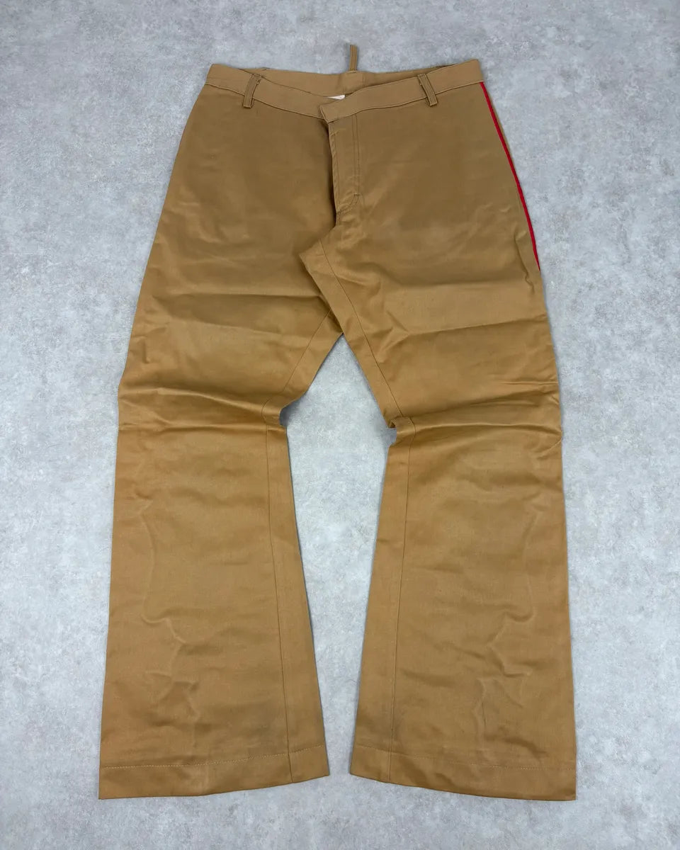 1990s Dsquared2 Beige & Red Lined Flared Pants eCfoNfc 1