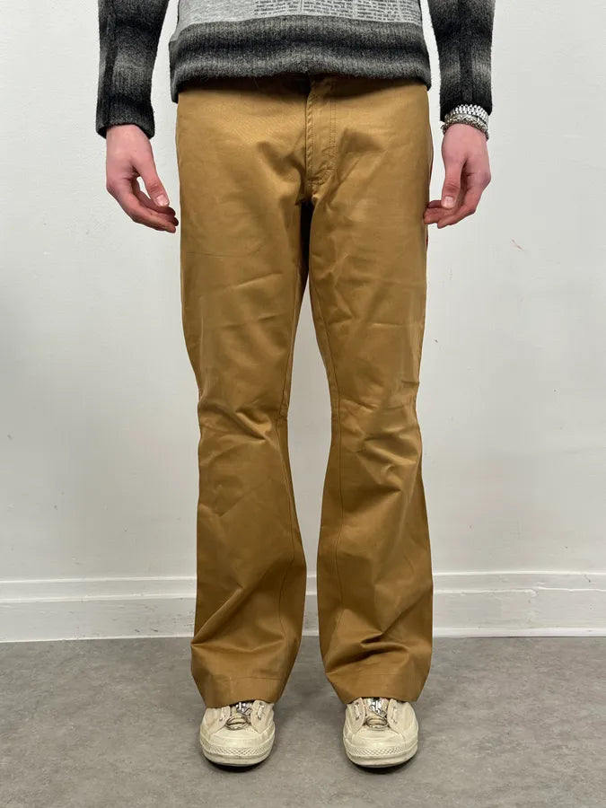 1990s Dsquared2 Beige & Red Lined Flared Pants eCfoNfc 2