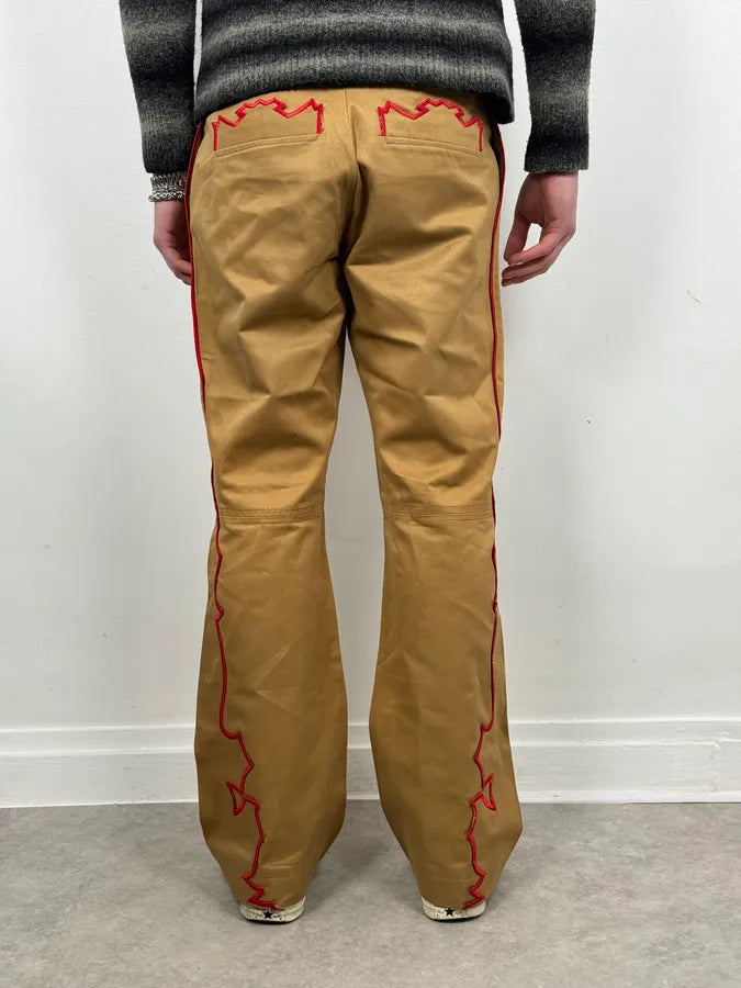 1990s Dsquared2 Beige & Red Lined Flared Pants eCfoNfc 4