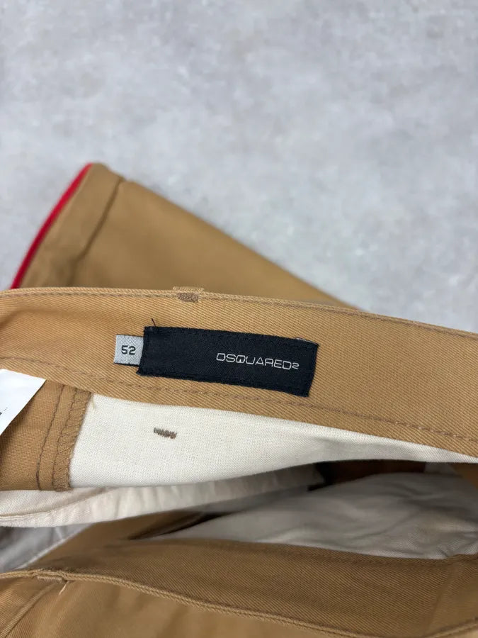 1990s Dsquared2 Beige & Red Lined Flared Pants eCfoNfc 9