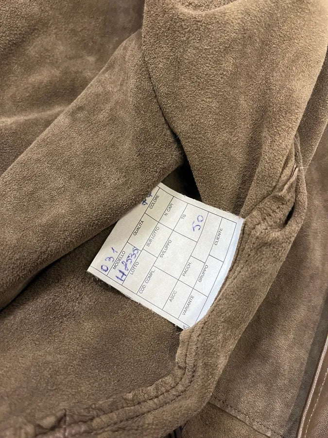 1990s Emporio Armani Asymmetrical Avant Garde Brown Leather Jacket jWVuTsH 9