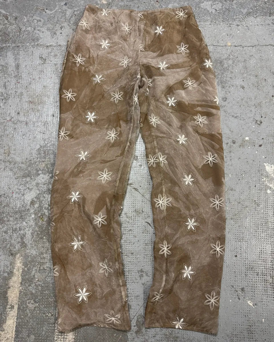 1990s Emporio Armani Beige Mesh Star Pants (M) hrTwFKl 1