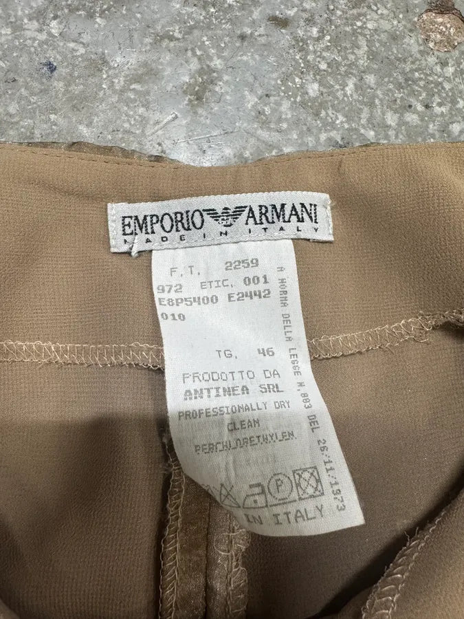 1990s Emporio Armani Beige Mesh Star Pants hrTwFKl 7