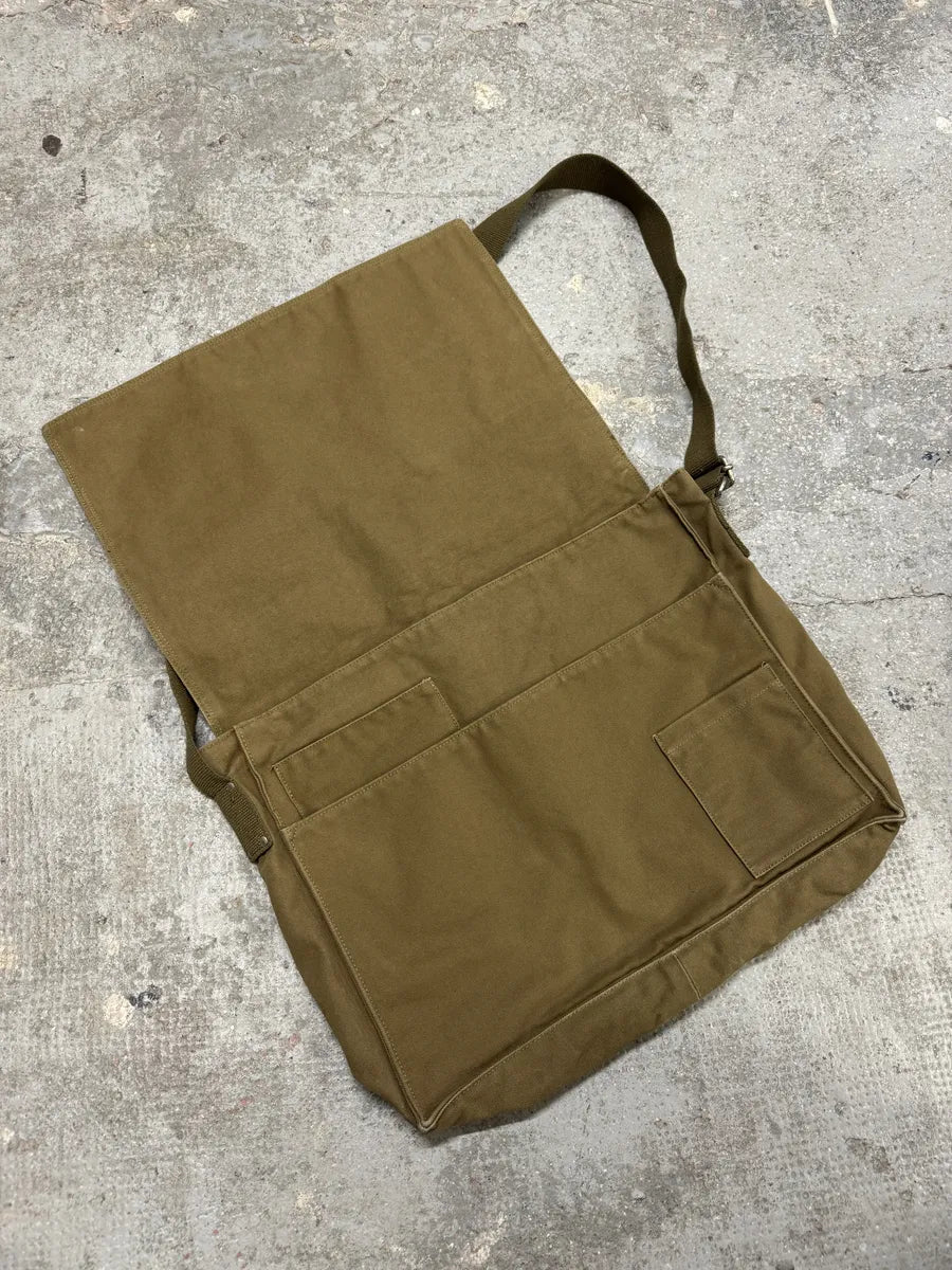 1990s Emporio Armani Beige Military Messenger Bag (OS) 2