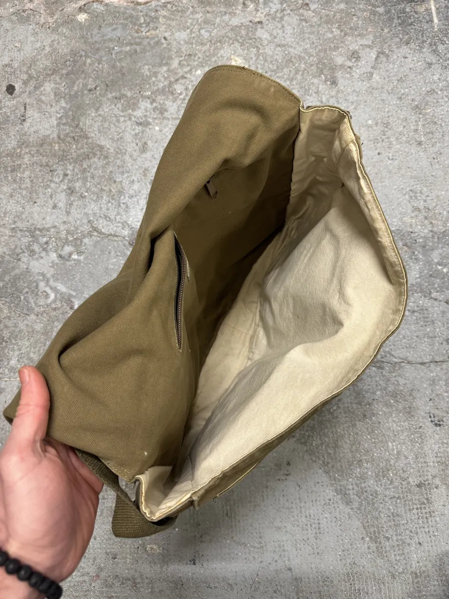 1990s Emporio Armani Beige Military Messenger Bag (OS) 4