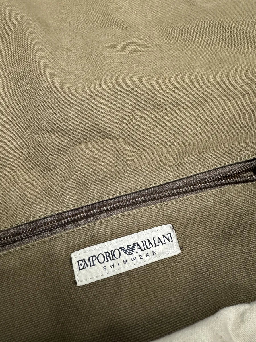 1990s Emporio Armani Beige Military Messenger Bag (OS) 5
