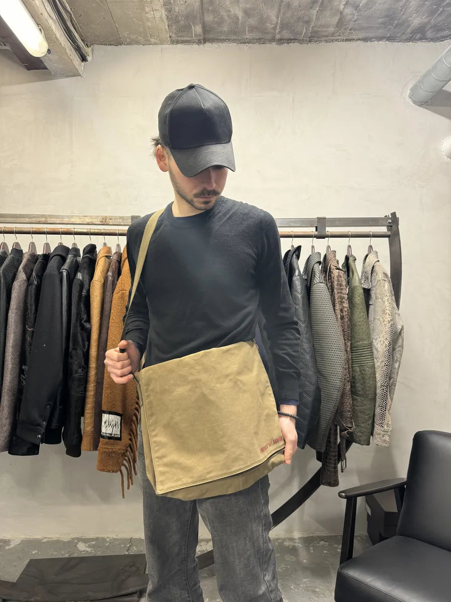 1990s Emporio Armani Beige Military Messenger Bag (OS) 8