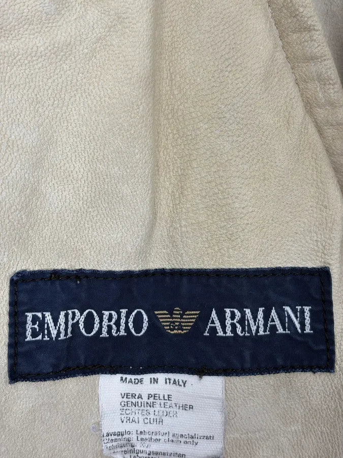 1990s Emporio Armani Beige Suede Leather Bombers ZSOSrsx 11