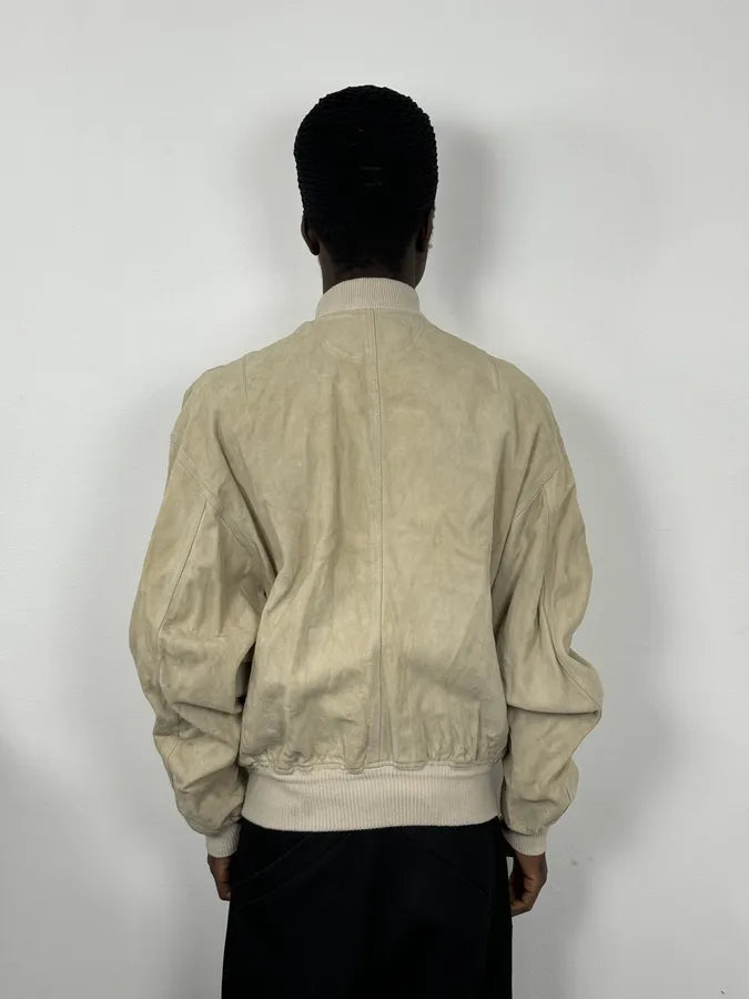 1990s Emporio Armani Beige Suede Leather Bombers ZSOSrsx 2