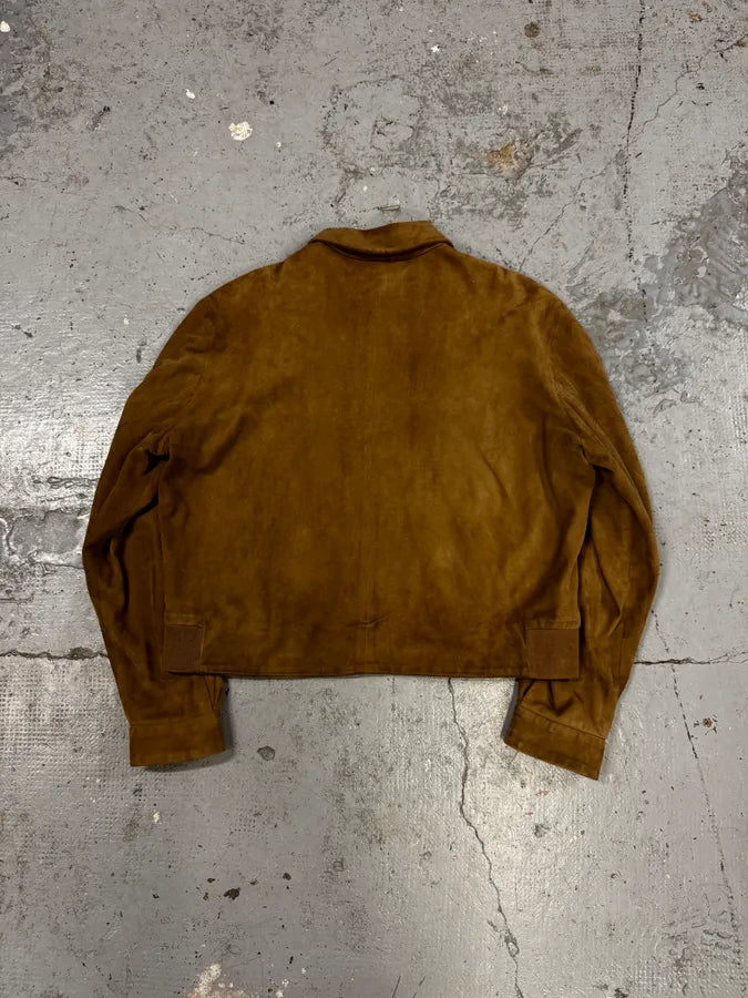 1990s Emporio Armani Cropped Beige Suede Leather Jacket xfLpfqP 3