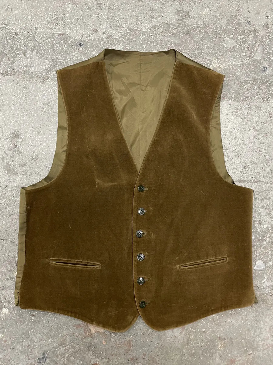 1990s Emporio Armani Beige Velvet Vest (S) 0