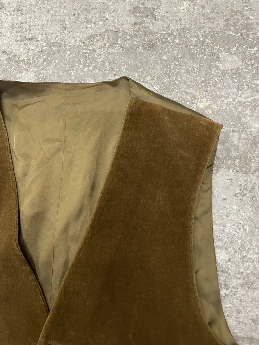 1990s Emporio Armani Beige Velvet Vest (S) 11
