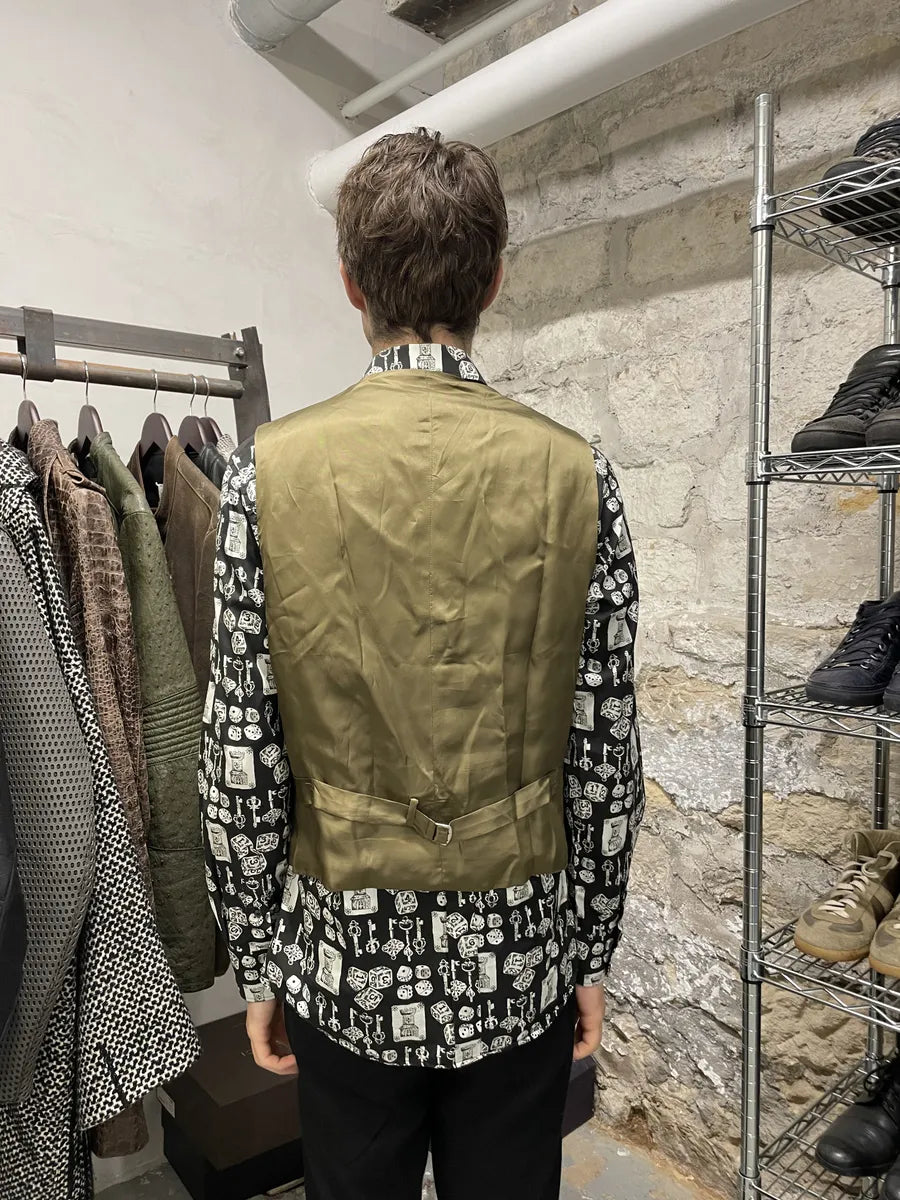 1990s Emporio Armani Beige Velvet Vest (S) 3