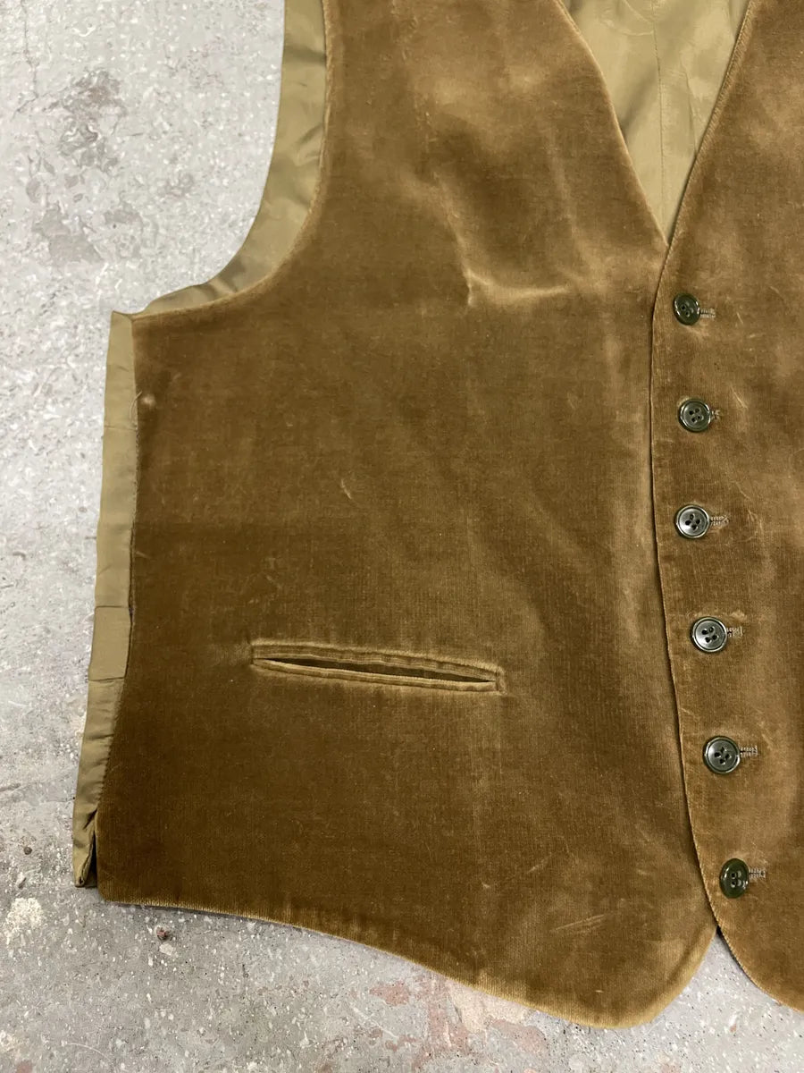 1990s Emporio Armani Beige Velvet Vest (S) 5