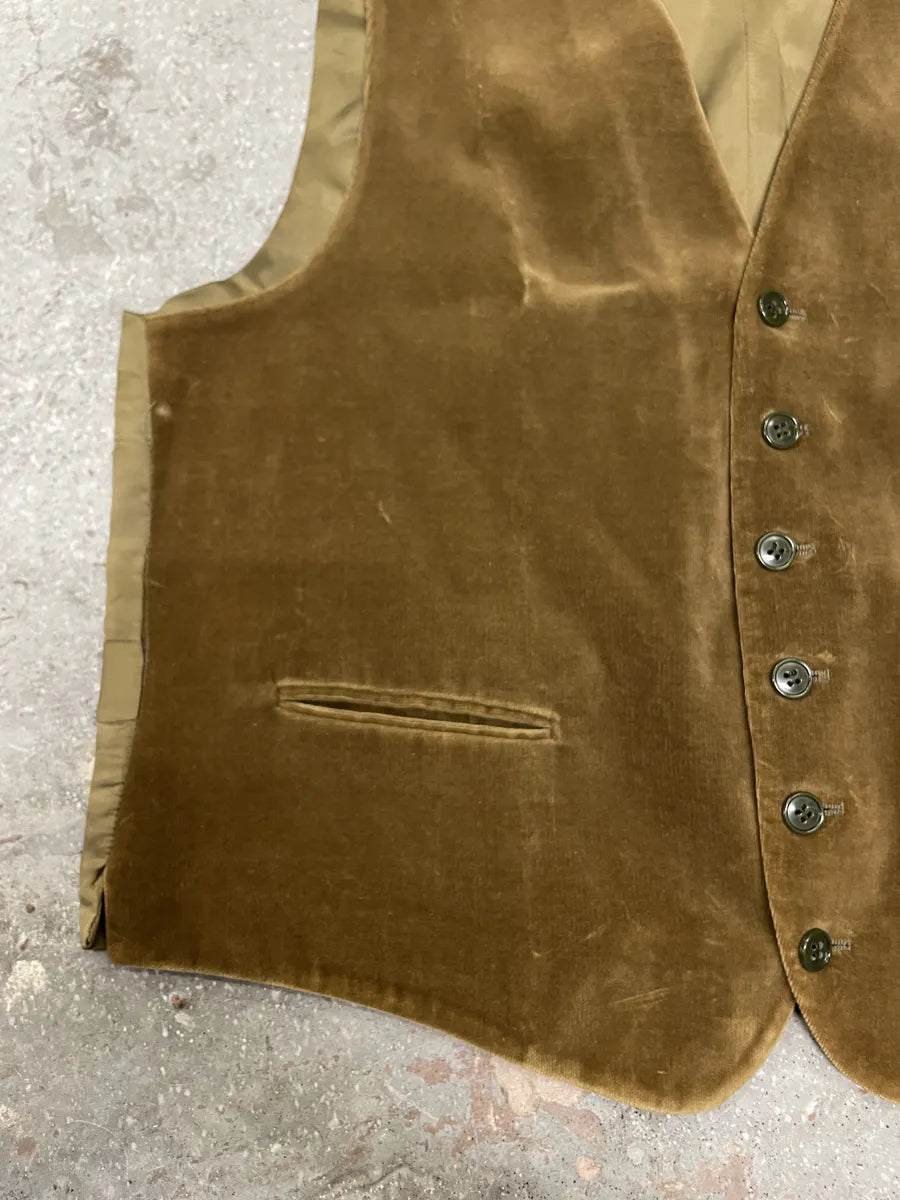 1990s Emporio Armani Beige Velvet Vest (S) 6