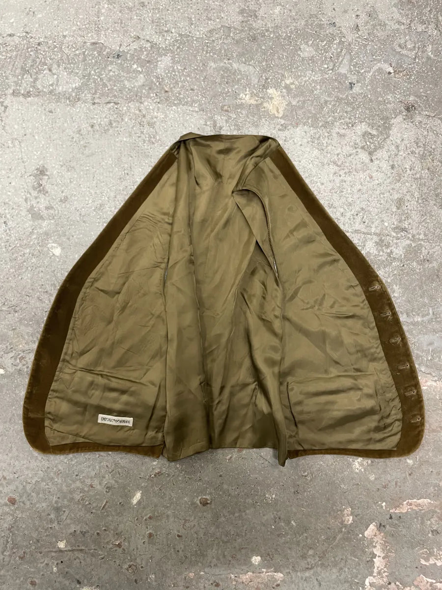 1990s Emporio Armani Beige Velvet Vest (S) 8