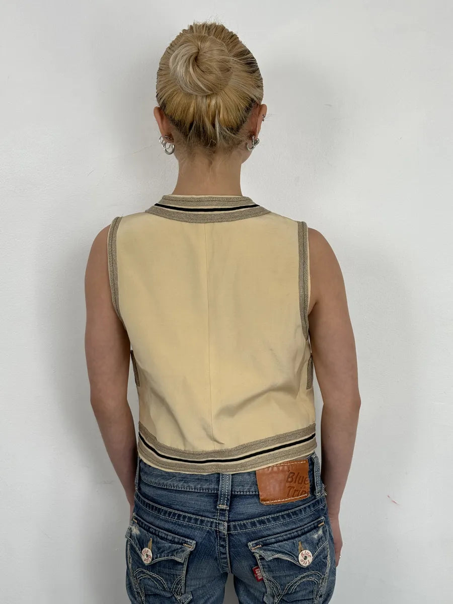 1990s Emporio Armani Beige Wool Vest GUplWYG 1