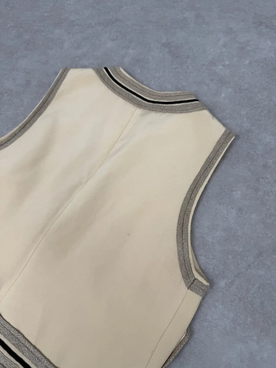 1990s Emporio Armani Beige Wool Vest GUplWYG 4