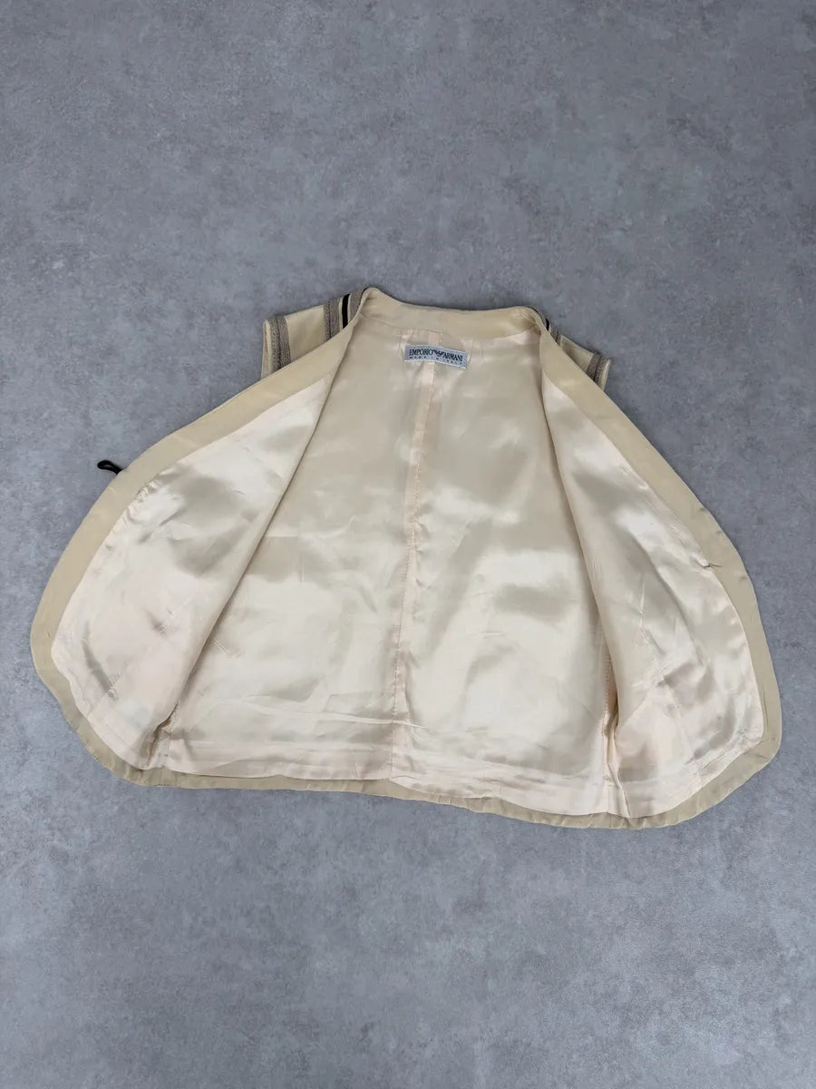 1990s Emporio Armani Beige Wool Vest GUplWYG 5