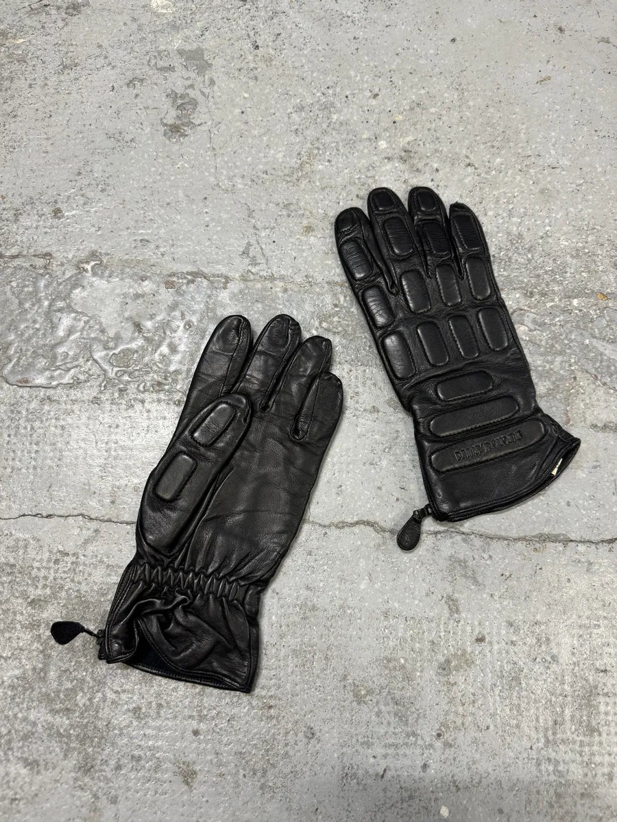 1990s Emporio Armani Biker Black Padded Reinforced Leather Gloves FGAJgbE 3