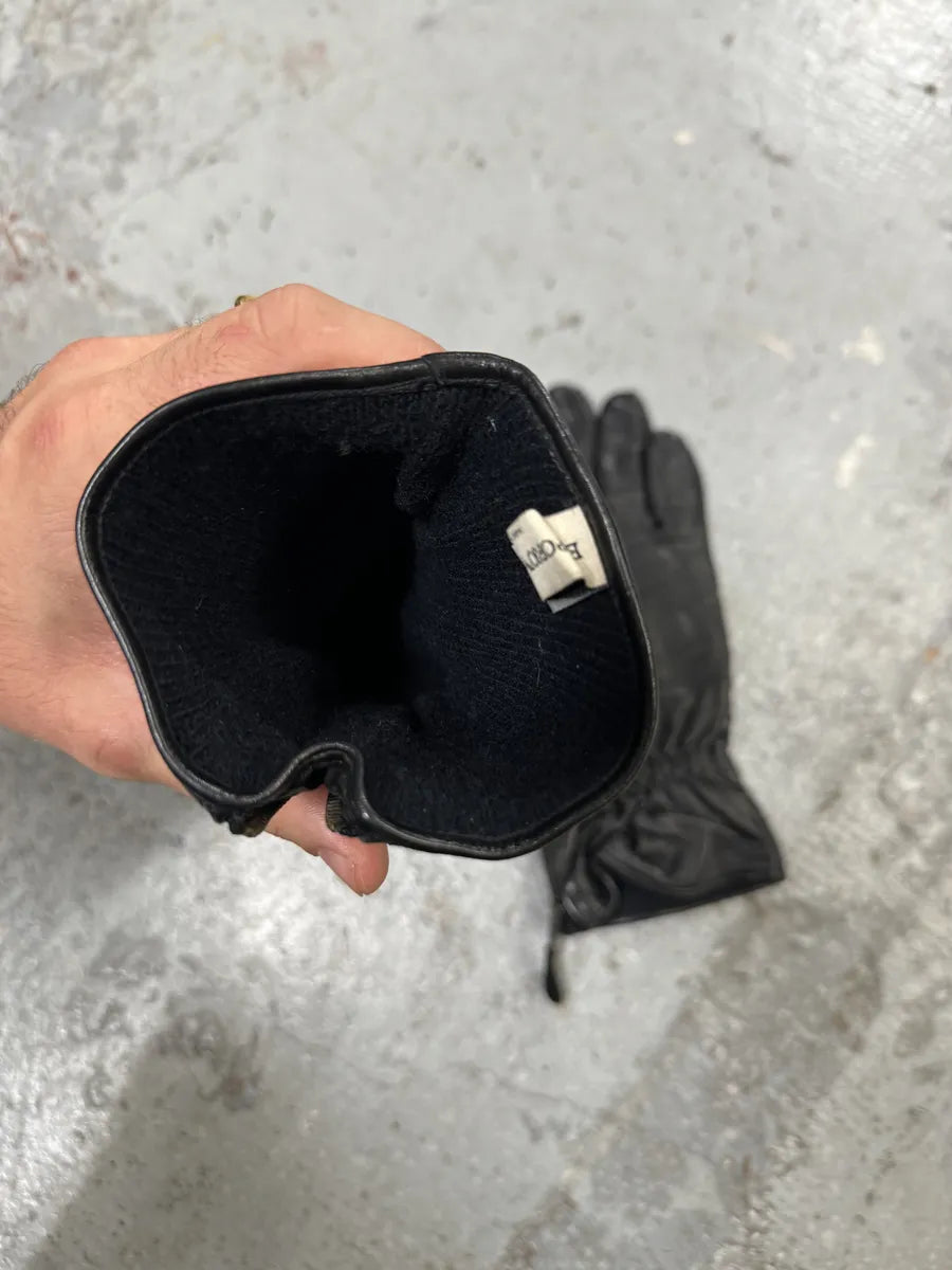 1990s Emporio Armani Biker Black Padded Reinforced Leather Gloves FGAJgbE 6