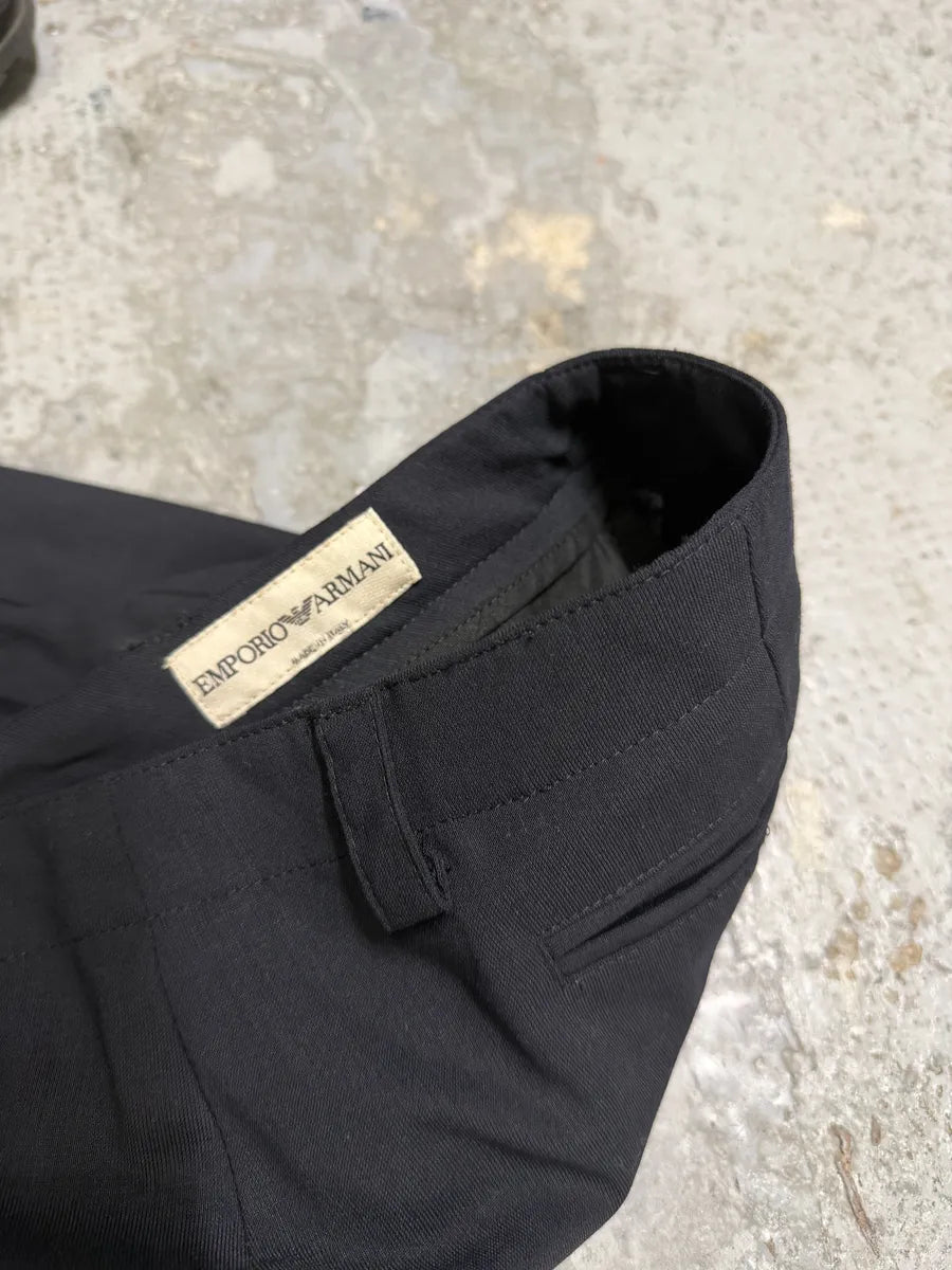 1990s Emporio Armani Black Cozy Large Japanese Pants gPmInVD 7