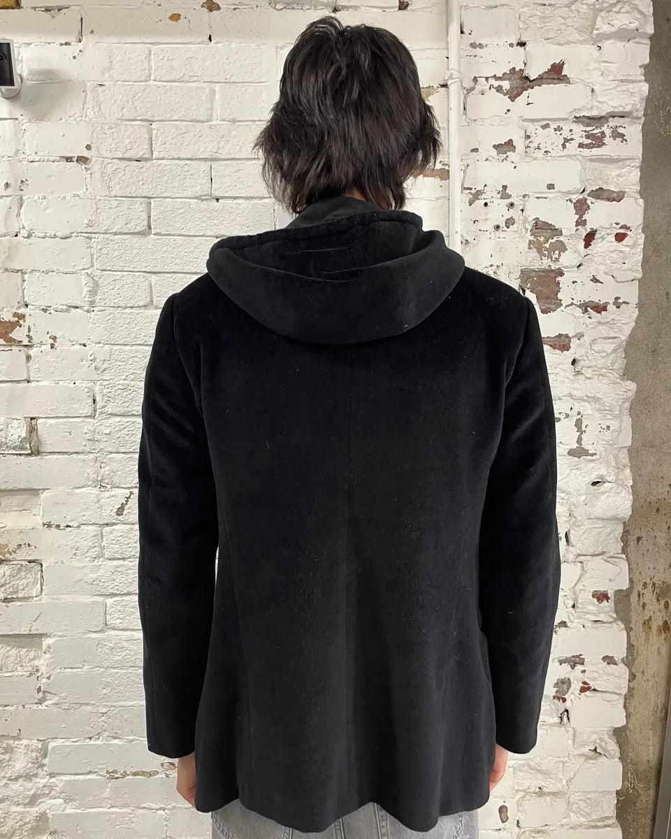 1990s Emporio Armani Black Hooded Blazer Jacket yhCllMW 2