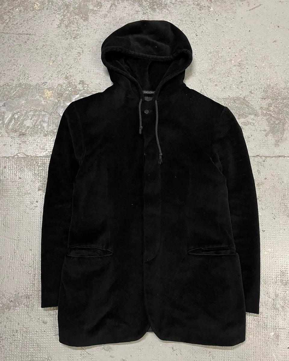 1990s Emporio Armani Black Hooded Blazer Jacket yhCllMW 3
