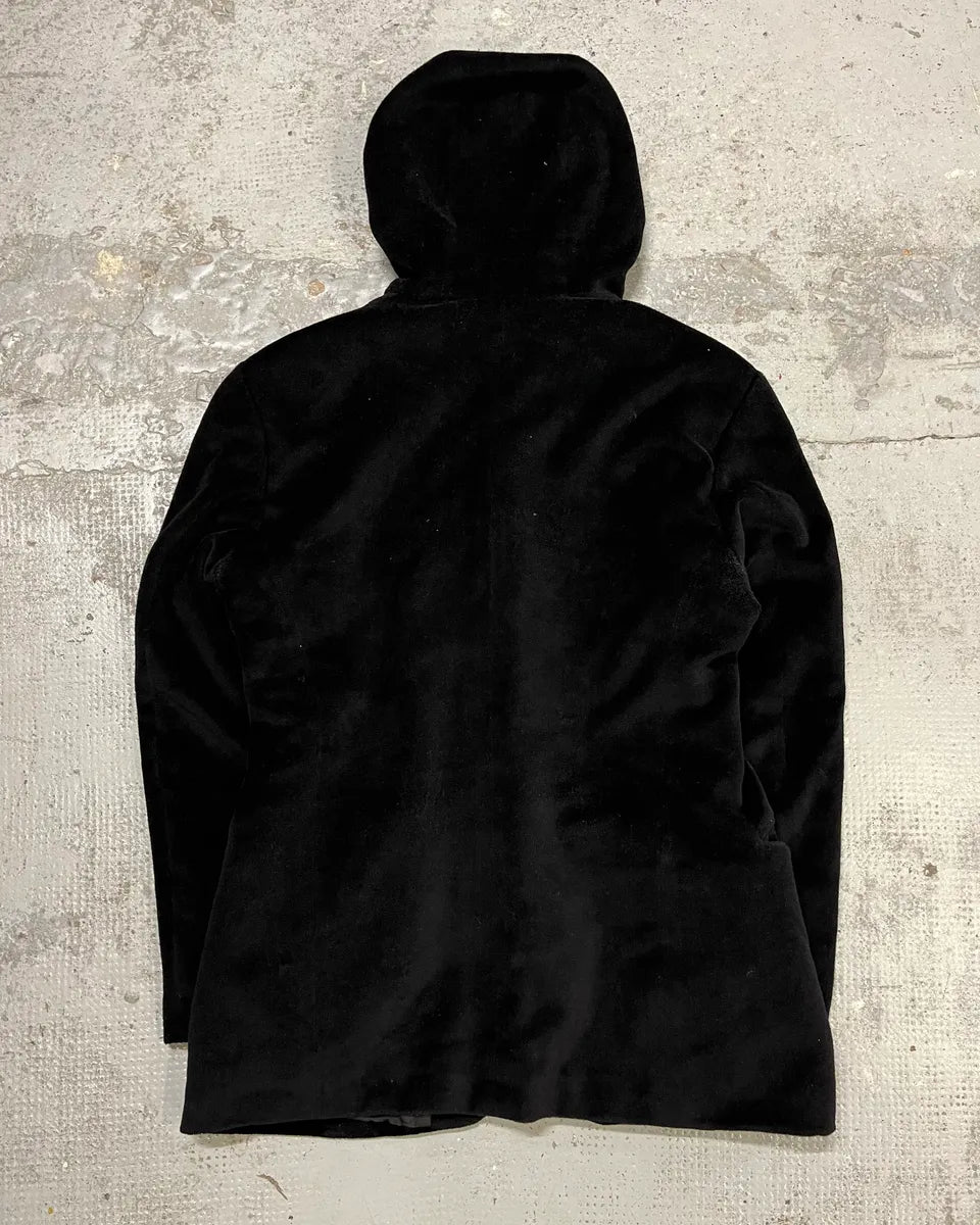 1990s Emporio Armani Black Hooded Blazer Jacket yhCllMW 6