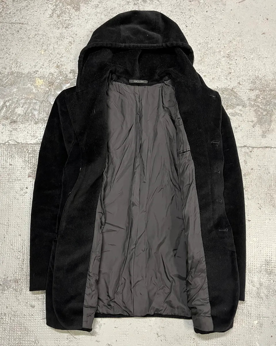 1990s Emporio Armani Black Hooded Blazer Jacket yhCllMW 7