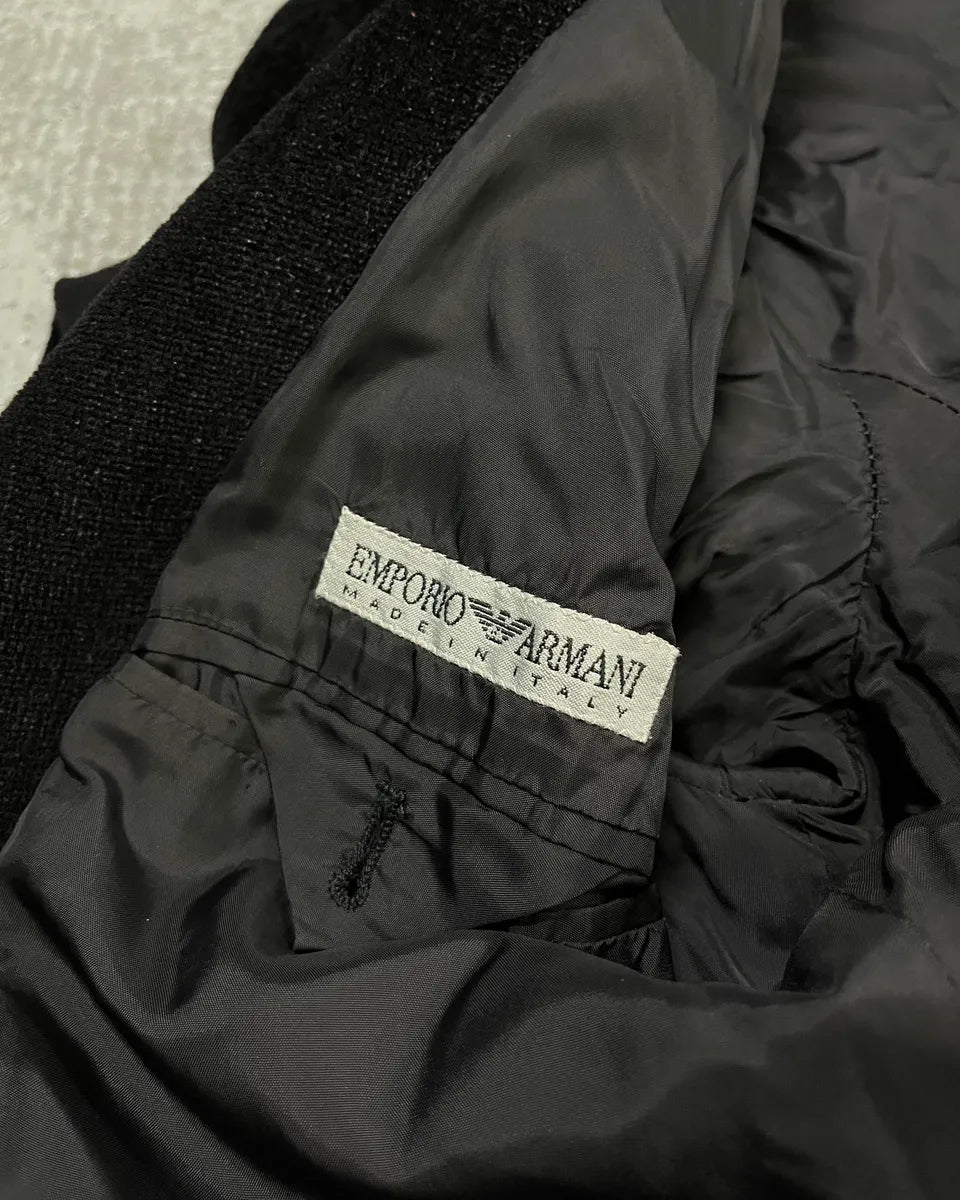 1990s Emporio Armani Black Hooded Blazer Jacket yhCllMW 8