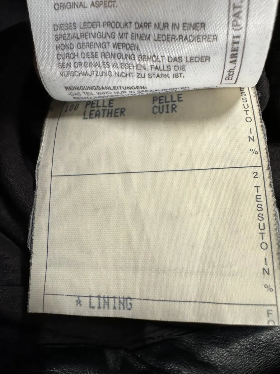 1990s Emporio Armani Black Leather Biker Pants URjrdlj 7