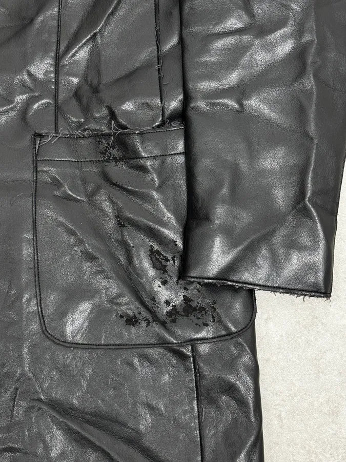 1990s Emporio Armani Black Long Classy Leather Jacket ynFRCwT 7