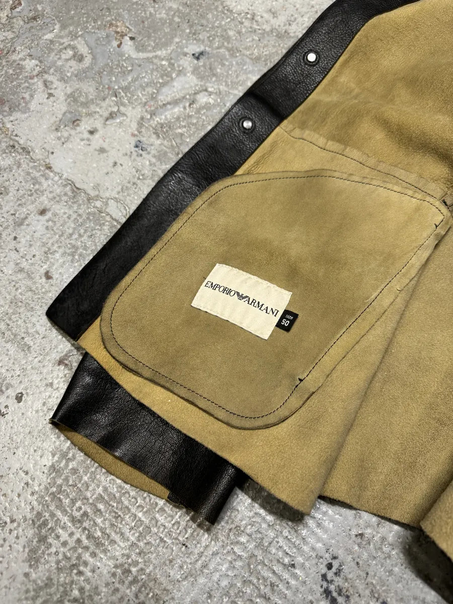 1990s Emporio Armani Black Mao Samurai Goat Leather Jacket hVshcbb 9