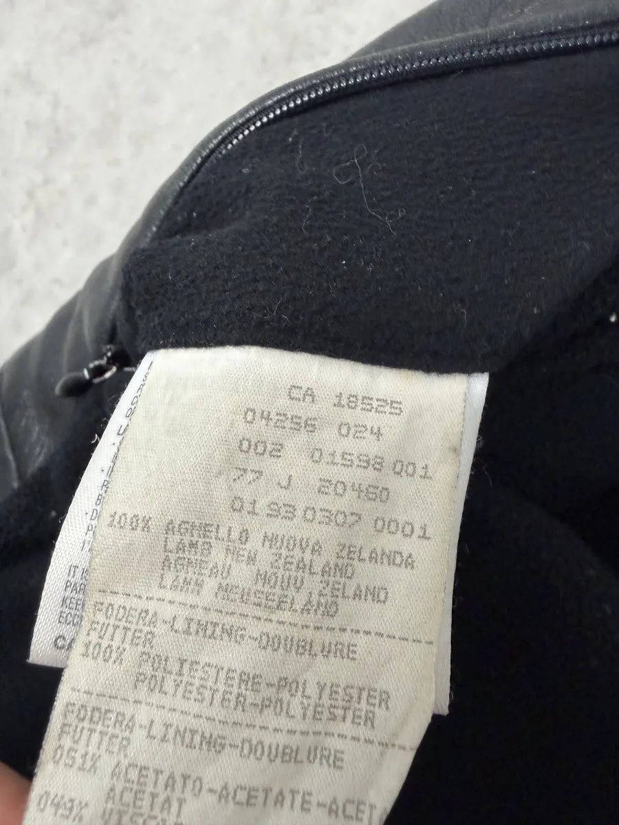 1990s Emporio Armani Black Padded Leather Minimalist Biker Jacket mlObgHf 7