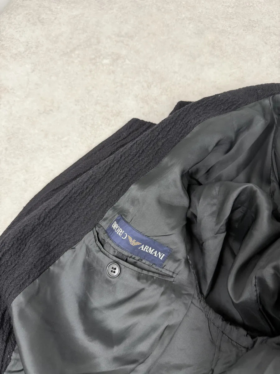 1990s Emporio Armani Black Pleats Blazer Jacket GZgFGYw 10