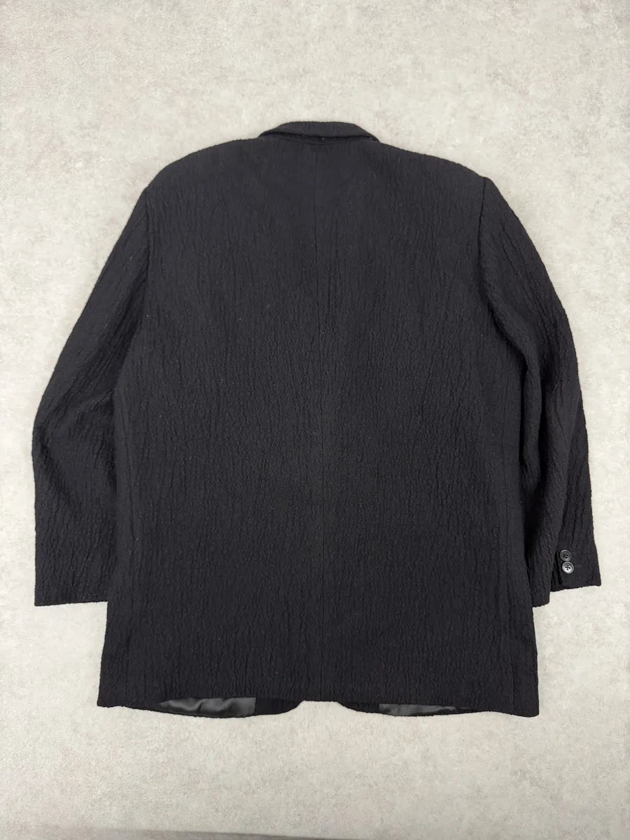 1990s Emporio Armani Black Pleats Blazer Jacket GZgFGYw 4