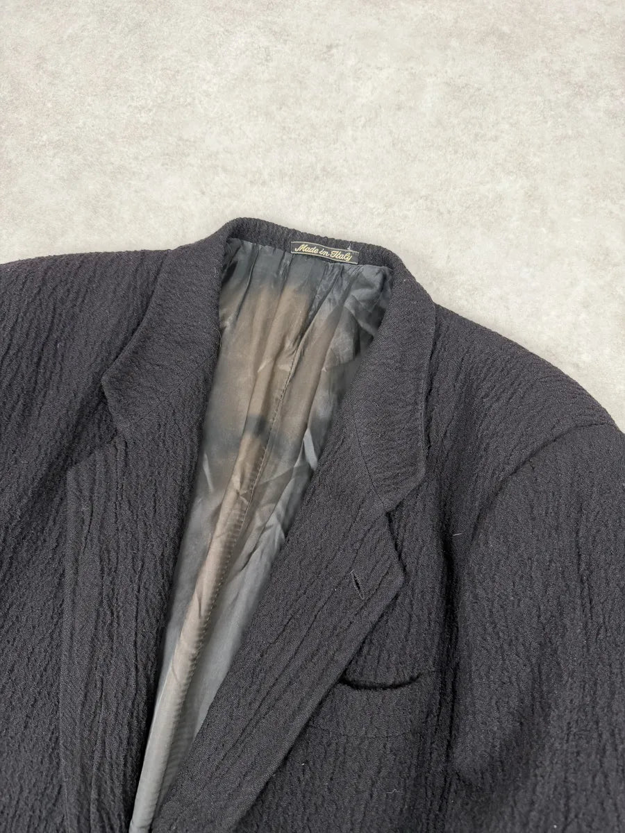 1990s Emporio Armani Black Pleats Blazer Jacket GZgFGYw 5