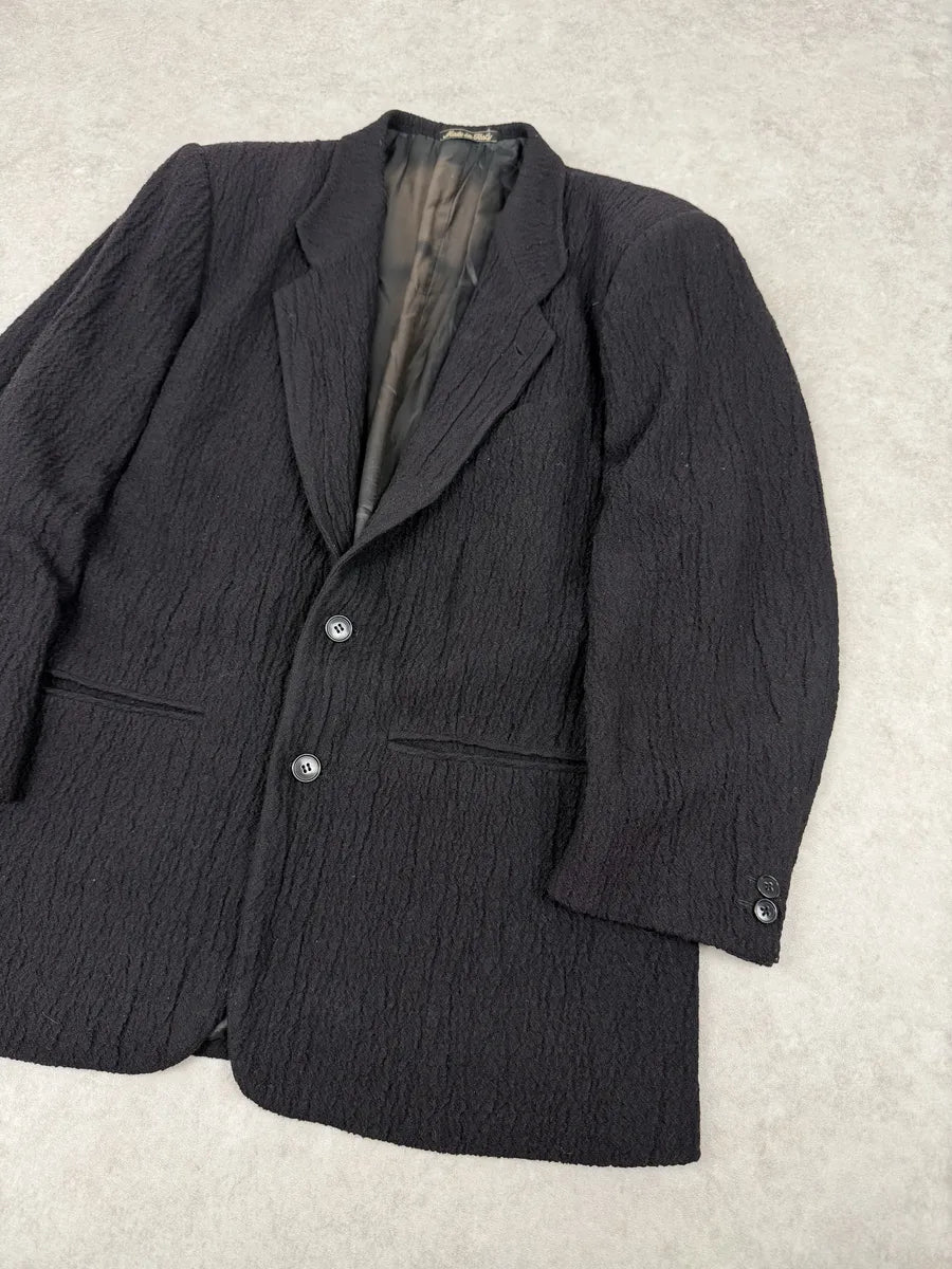 1990s Emporio Armani Black Pleats Blazer Jacket GZgFGYw 7