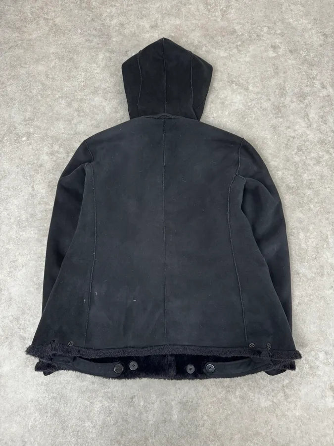 1990s Emporio Armani Black Reversible Faux Fur Coat IseHDri 5