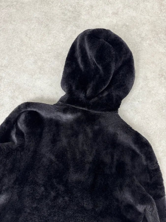 1990s Emporio Armani Black Reversible Faux Fur Coat IseHDri 8