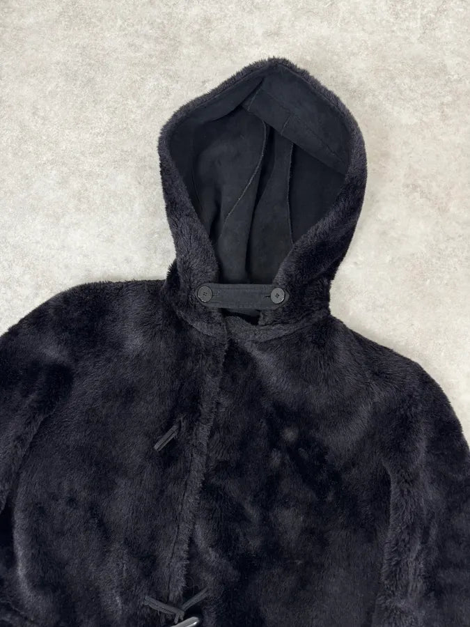 1990s Emporio Armani Black Reversible Faux Fur Coat IseHDri 6