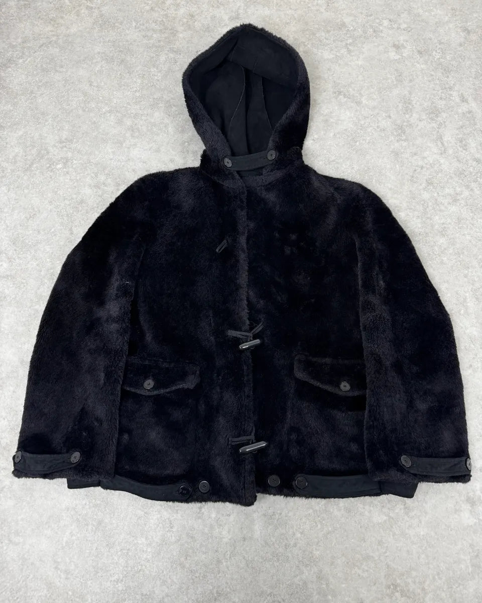 1990s Emporio Armani Black Reversible Faux Fur Coat IseHDri 0