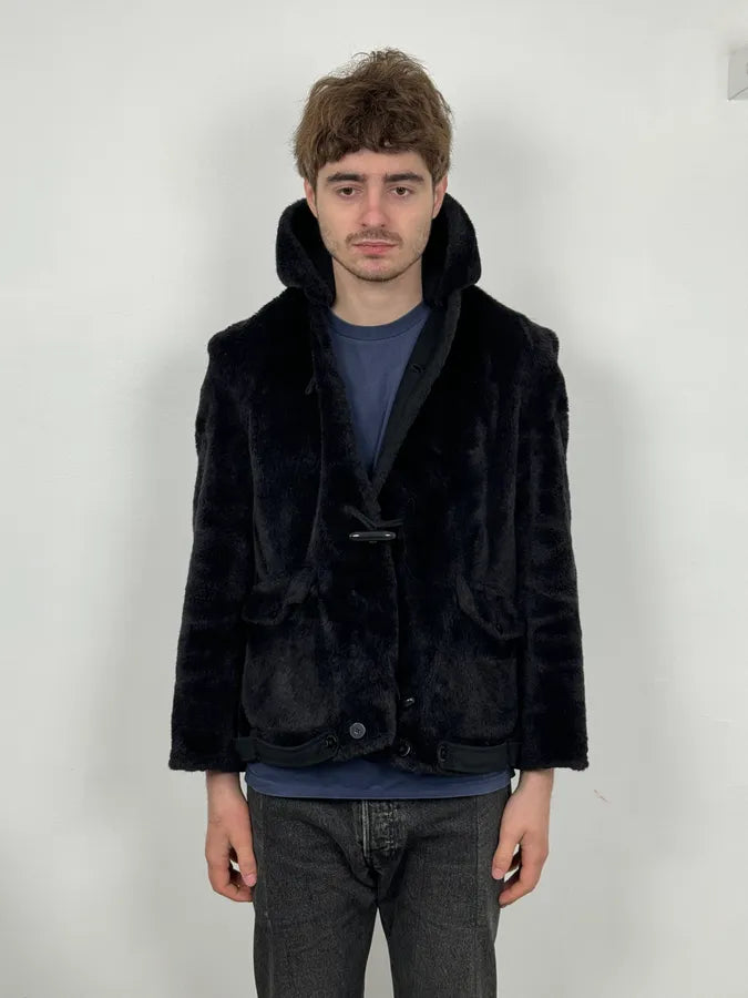 1990s Emporio Armani Black Reversible Faux Fur Coat IseHDri 2