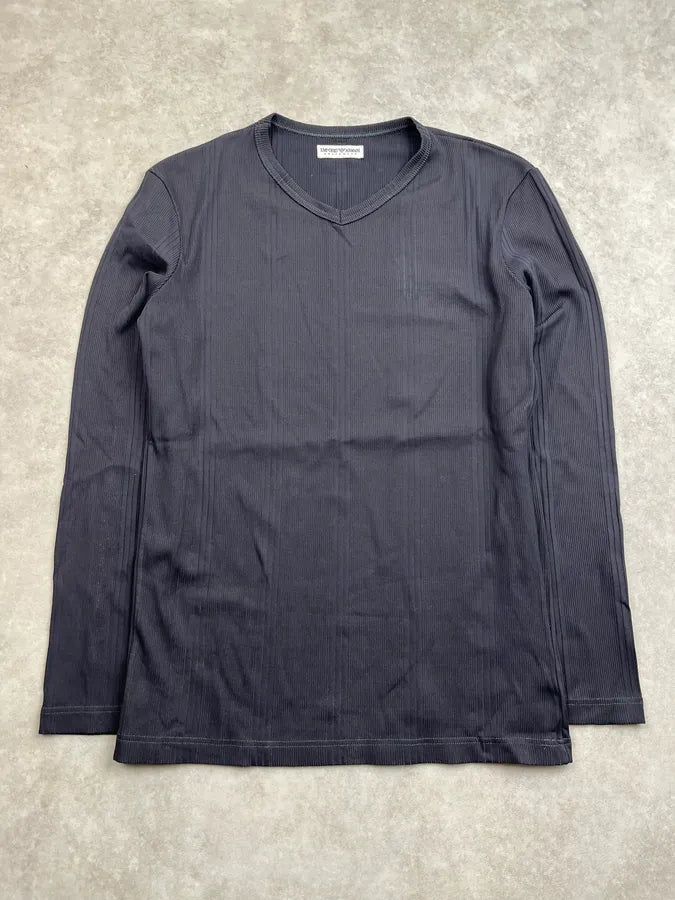 1990s Emporio Armani Black Ribbed Longsleeve BbMqZrF 0