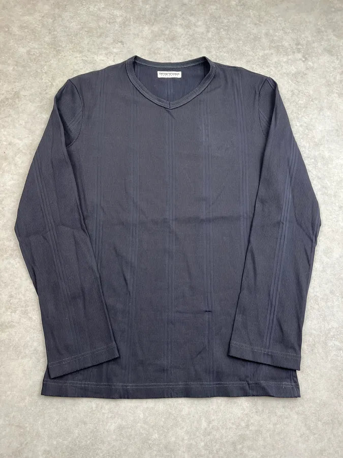 1990s Emporio Armani Black Ribbed Longsleeve BbMqZrF 3