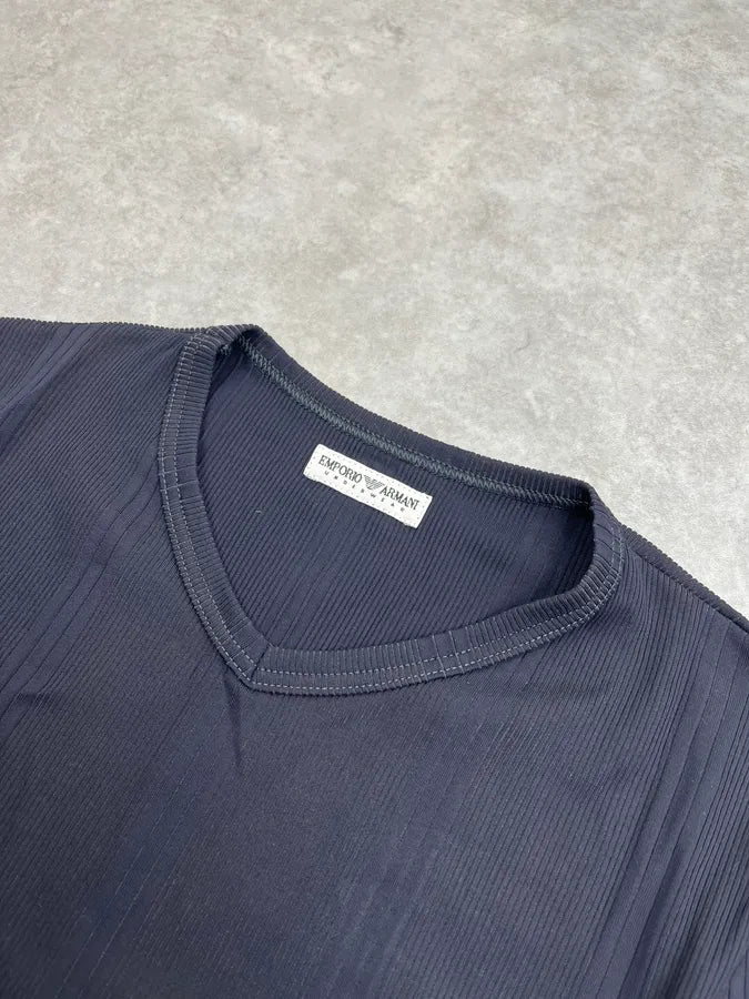 1990s Emporio Armani Black Ribbed Longsleeve BbMqZrF 4